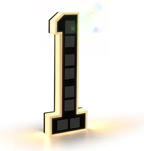 ISUNMEA 9 Inch Solar Lighted House Numbers for Outside, Light Up Waterproof LED Address Numbers Signs for Houses, Large Personalized Illuminated Exterior Modern House Numbers Light (1-Black, 9IN) home