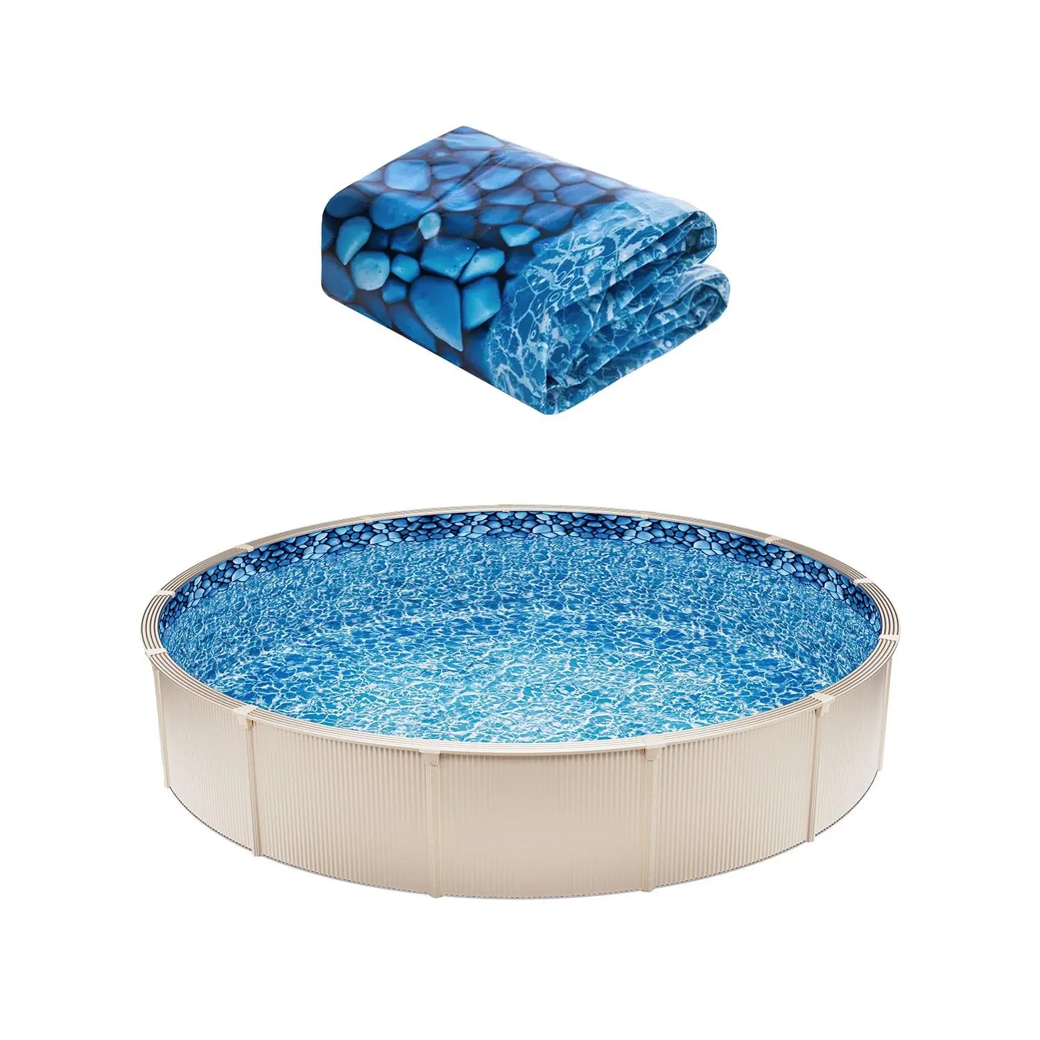 【toolupgrade】VEVOR Unibead Vinyl Above-Ground Pool Replacement Liner, 33ft Round, 52in Wall Height, Standard Gauge Durable Vinyl, for Steel Sided Pools, Uinbead Style