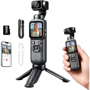 Vlogging Camera 4K  Handheld Camera, 75MP Photos Pocket Digital Video Camera for YouTube  with 330? Rotating ,   & WiFi - 16GB Card, Tripod & Carrying Bag,Black