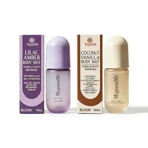 MegustaMe Coconut & Vanilla + Lilac Amber Hair & Body Mist Duo - 2-in-1 Spray for Hair & Skin - 100% Natural Extracts - No Buildup, Non-Greasy - Travel-Friendly - Refreshes & Hydrates Between Washes