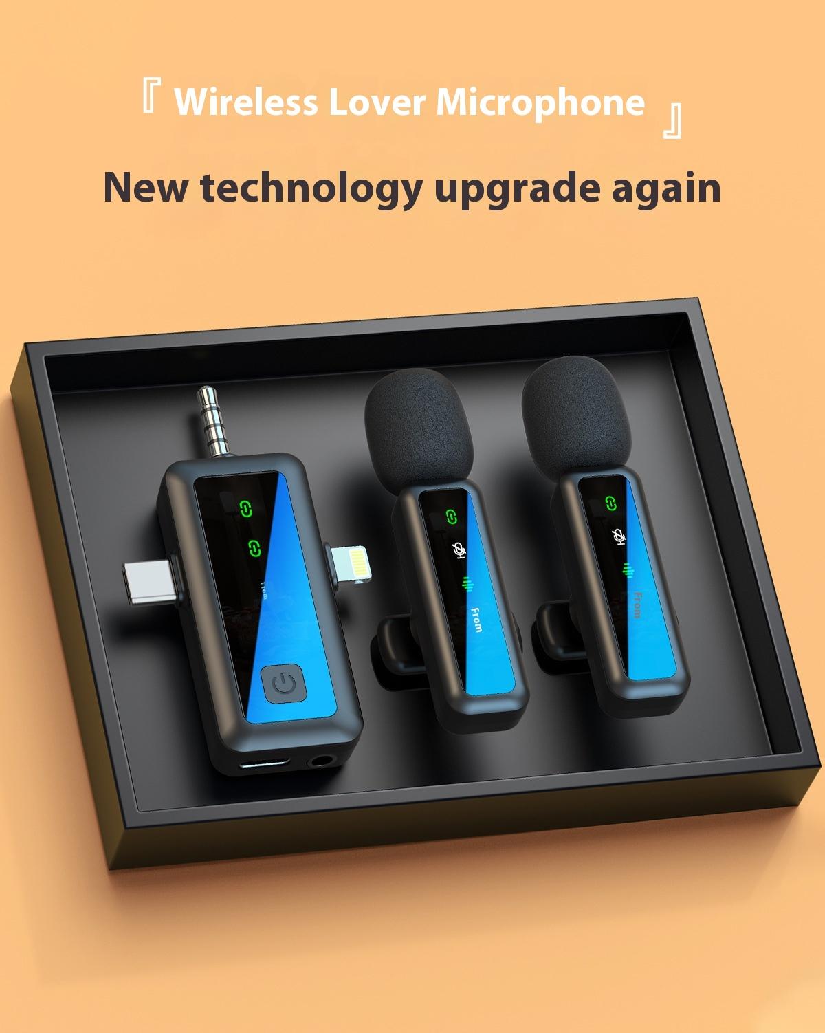 3-in-1 Dual Wireless Mini Microphone Lavalier Mic for Outdoor Video Recording and Live Streaming, Omnidirectional Noise Reduction Clip-on Mic for iPhone, Android, and Camera Devices