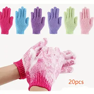 20/10pcs Shower Gloves, 100% Nylon Double-sided Exfoliating Gloves, Suitable for Beauty, Hydrotherapy, Massage, Skin, Shower, Body Scrub, Shower Accessories, And Also A Good Gift for Family Members.The Color Is Random