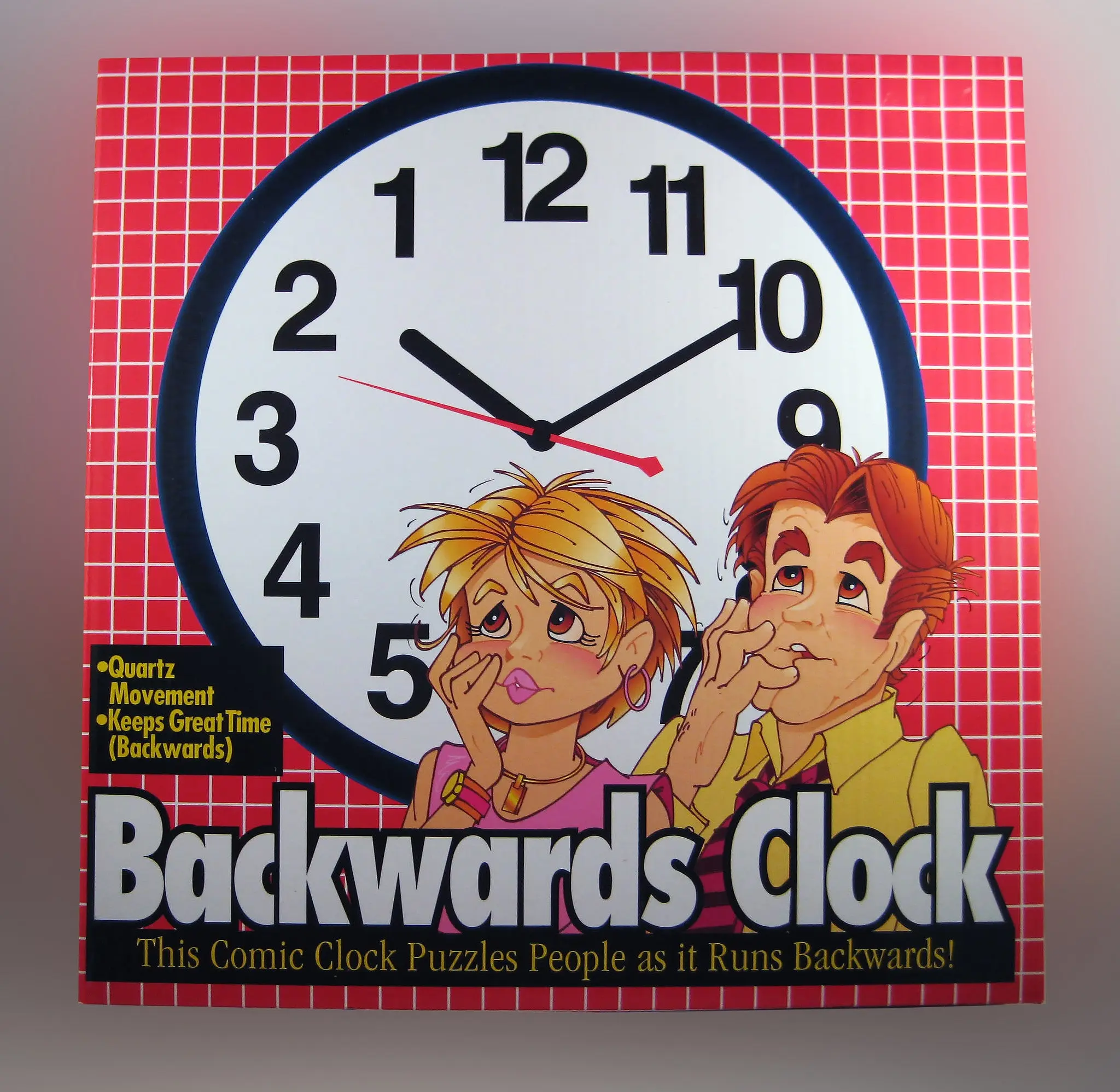 Backwards Analog Clock - Creative Decorative Hilarious Funny Wall Clock, High-Quality Craftsmanship, Indoor Home Wall Decor for Humor Lovers