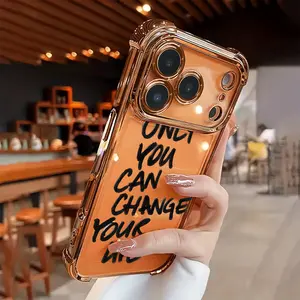 Transparent TPU Airbag Shockproof Smartphone Case - Electroplated, Creative Self-Motivation Themed, Soft, Stylish Cover for iPhone 17 Pro Max,16,15,14,13,12,11 with Multi-Model Compatibility & Full Protection