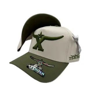 TEXHORN BASEBALL CAP STYLE NOGALES with Olive Green and Beige Design and Logo 3D Design