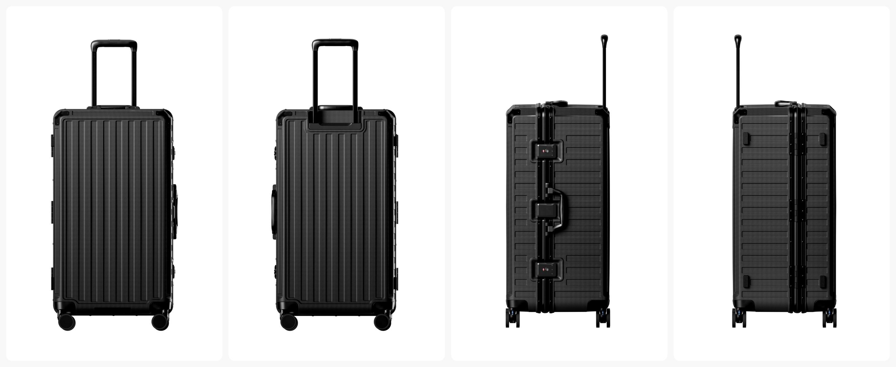 LUGGEX 30 Inch Checked Suitcase with Spinner Wheels, 8010S Aluminum Frame Zipperless Polycarbonate Hard Shell Suitcase with 5 Packing Cubes and a Shoe Bag