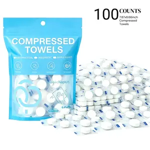 Disposable Compressed Towel, 100/200pcs/set Portable Travel Face Towel, Wet & Dry Use Gentle Facial Cleansing Towel for Home & Travel, wet compress cotton