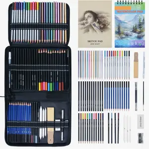 75pcs Art Supplies Set - Sketchpad, Watercolors, Portable Case, Includes Sketch Pads, Watercolor Pens & Other Assorted Art Supplies