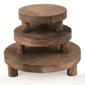 3-Piece Wooden Display Stands, Multi-Functional Cake Stand, Cake Pop Stand & Base, Perfect for Farmhouse Decor, Easter, Valentine's Day, New Year