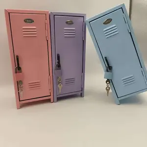 1 Compact Metal Storage Cabinet with Key Lock | Black, Pink, Light Blue Mini Safe Designed for Desk, Bedroom, and Home Office, Ideal for Storing Cash, Jewelry, Small Items, Ensuring Privacy and Security