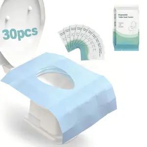 30 Pack 24*25 Inch Disposable Toilet Seat Covers – Waterproof Toilet Cover Sheets with Adhesive Tabs for Adults, Kids & Toddlers, Travel, Public Restrooms, Airplane, Camping