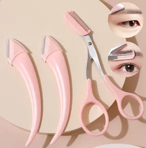 Curved Moon Eyebrow Razor with Comb, Small Beauty & Personal Care Makeup Tool Gadget