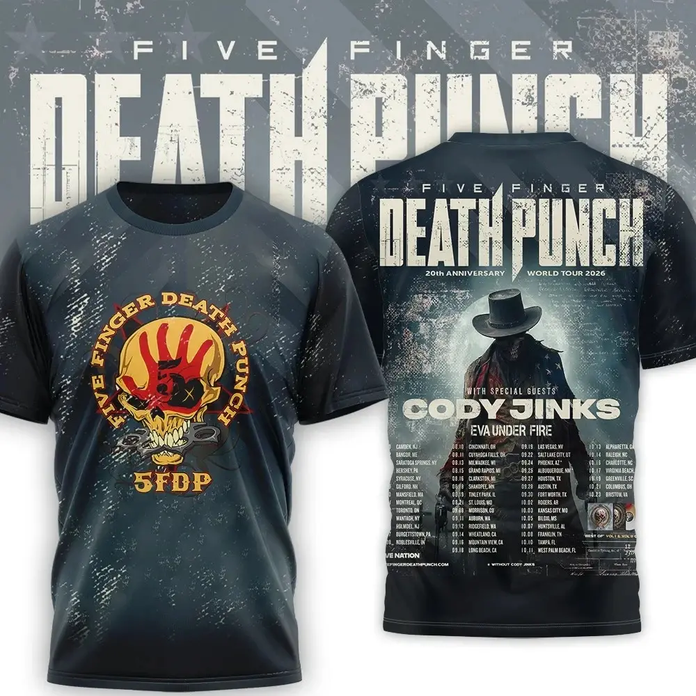 Five Finger Death Punch Shirt - 20th Anniversary Tour Tee, Heavy Riffs & Metal Brotherhood Energy, TikTok Fit