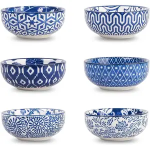 Ceramic Mini Dipping Bowls 3 inch Soy Sauce Dish Set, 2.7 oz Small Dip Bowl for Side Dish, Appetizers, Sushi, BBQ, Set of 6,  Blue