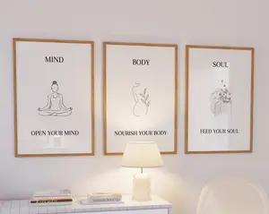 Mind Body Soul, Set of 3 Aura Poster, Living Room Poster, Positive Affirmation Poster