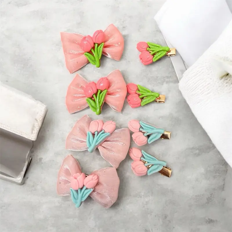 Elegant Hair Clip for Girls, Fashion Hair Accessories with Bows and Flower Accents