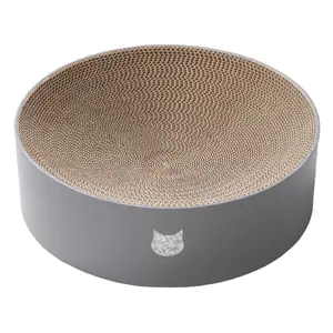 Cozy Cat Scratcher Bowl (Hologram Gray, Regular) - Reversible Cardboard All in One Furniture Bed Sofa Couch Curvy Relaxing Pad Fun Scratching Replaceable Indoor