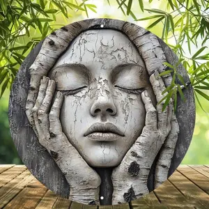 Tree Trunk Face Sculpture Design Wall Hanger, Exquisite Metal Tree Wall Art, Decorative Wall Decor for Home Living Room Bedroom, Hanging, Rustic Metal Decor