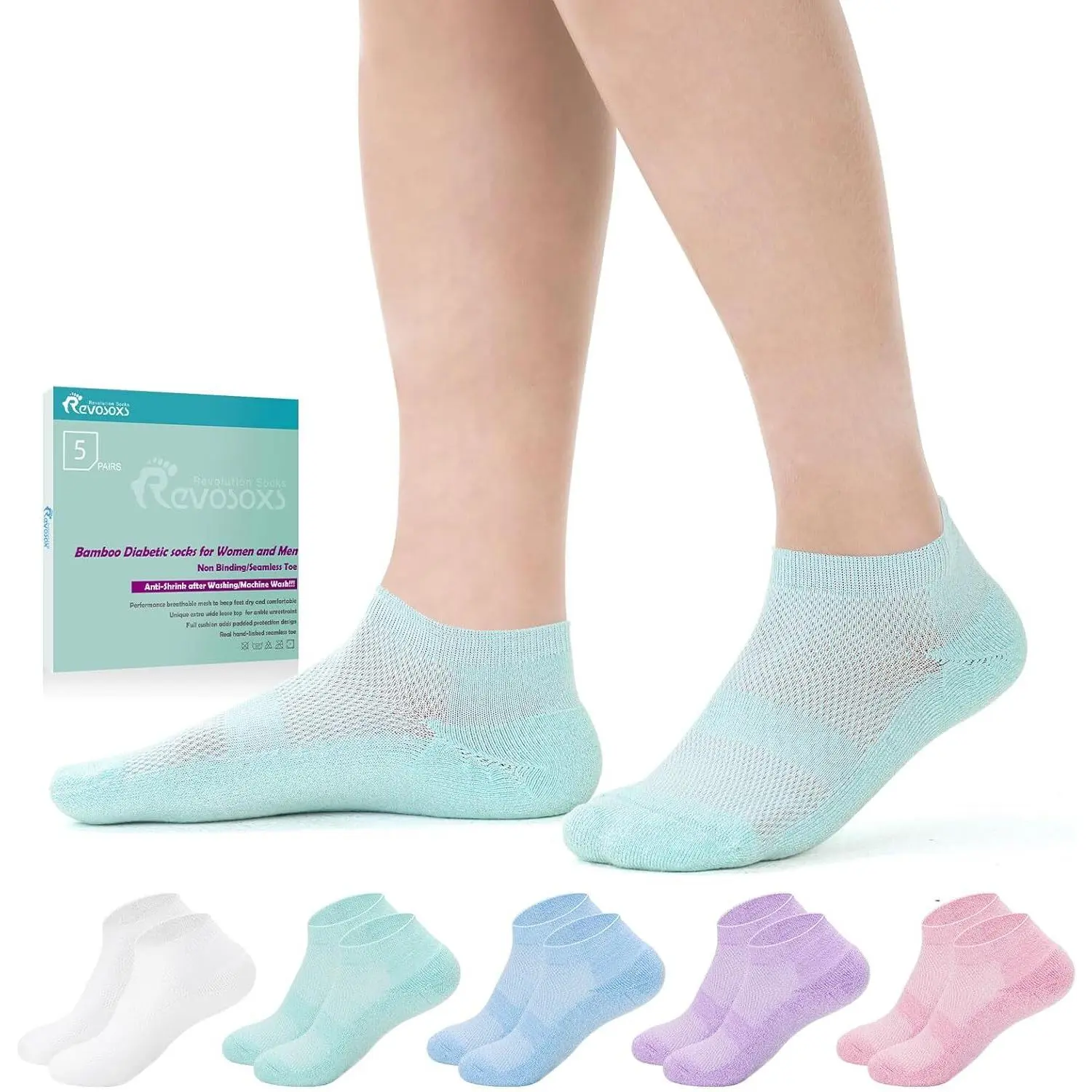 Diabetic Bamboo Socks for Men and Women,5 Pairs Non-Binding Low Cut Diabetic Socks,Loose Socks Size 5-13