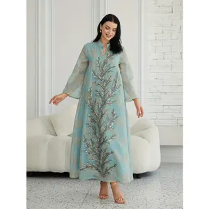 Spot Middle East Women's New Traditional Style Sequin Mesh Dress Kaftan Robe Festival Evening Gown Abayas Dresses