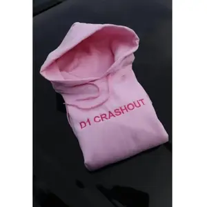 "D1 CRASHOUT" Embroidered Hoodie, Pink Sweatshirt, Stylish Casual Hoodie, Trendy Streetwear for Men and Women, Comfortable Hoodie