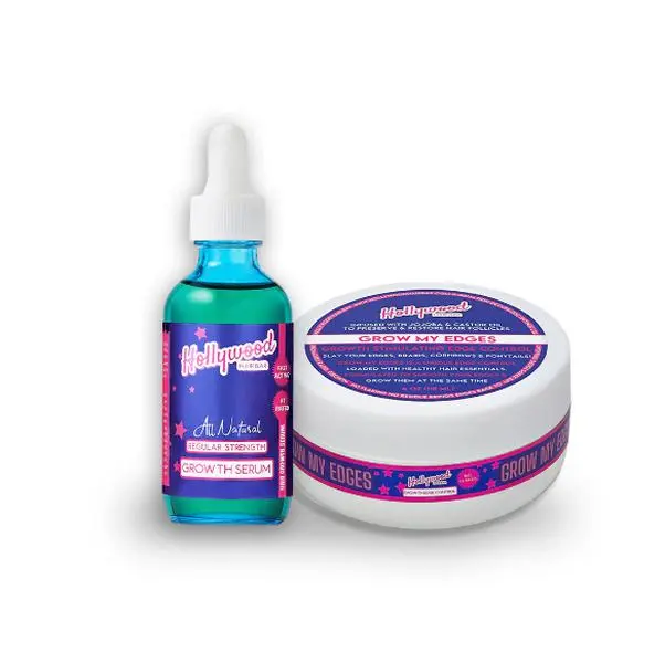 Hollywood HairBar 2-Step Grow My Edges Kit (Regular Strength) Hair Growth Formula, Hair Growth Products, Serum