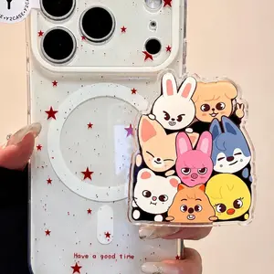 Cute Kawaii Animal Squad MagSafe Phone Grip, Cartoon Bunny Cat Puppy Magnetic Pop Socket & Kickstand for iPhone, Pastel Aesthetic Gift for Girls