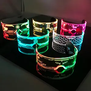 Gafas de Sol Luminosas Decorativas de Moda con Luz de Neón LED para Noche Club DJ Baile Música Rave Disfraz Noche Gafas LED Fotocromáticas para Hombres