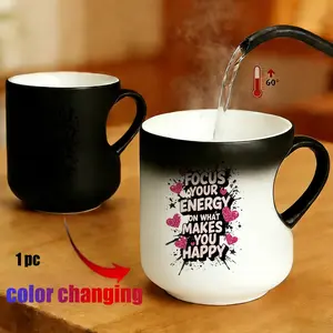Magic Color Changing Mug, Heart Design, Thermosensitive Ceramic, 11 Oz/330 Ml, Father's Day Gift, Happy Mug for Friends and Lovers
