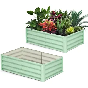 2026 New New Upgraded GAOMON 2 Pack 8x4x2 ft Galvanized Raised Garden Bed Kit, Large Metal Planter Box Outdoor for Vegetables Flowers & Herbs, Heavy Duty Steel Deep Root Planting Container with Open Base (Olive Green) for Home Patio Garden Decor