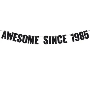 Handmade Birthday Party Banner Since 1985, Rock Theme Party Decorations, DIY Party Supplies, Perfect for Celebrations