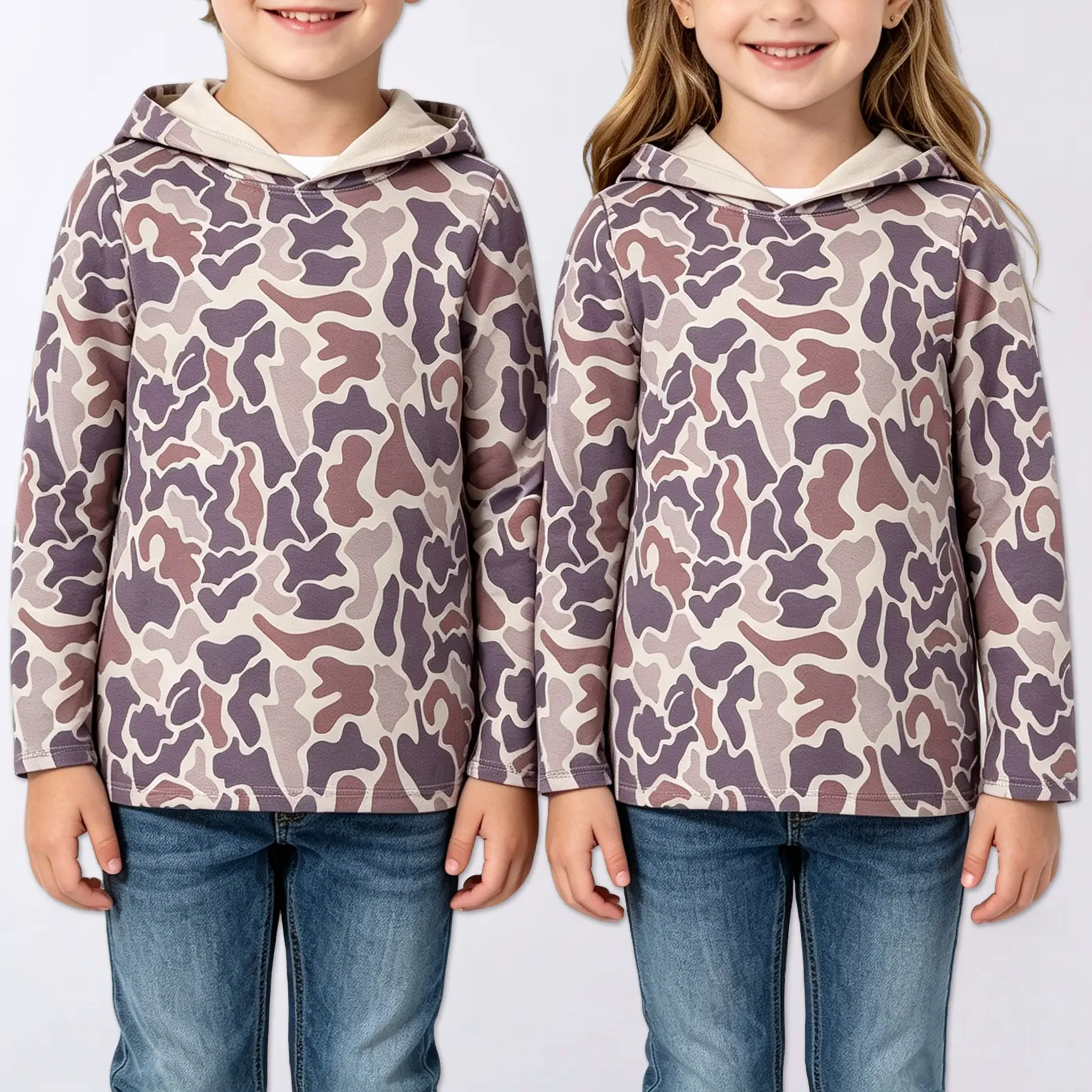 Camouflage Kids Beige Pullover Hoodie
