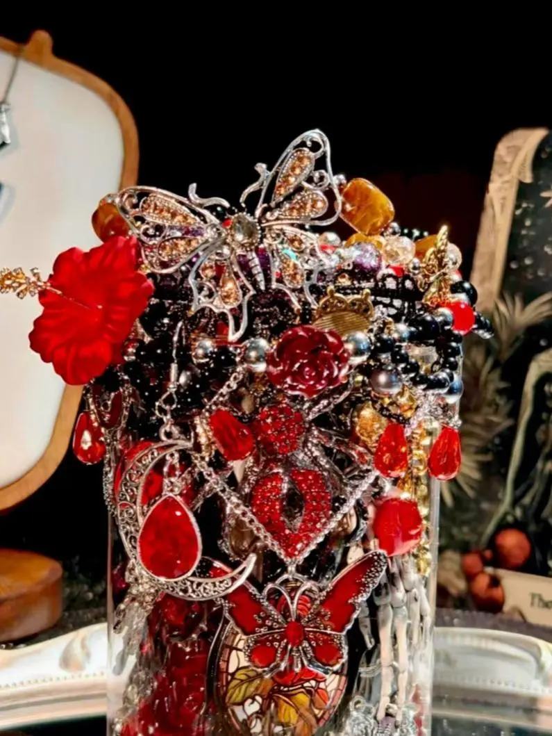 Miya Gothic Witch Decorative Metal Jewelry Organiser Set - Jewelry Container with Jar, Bands, Boxes, Unique Brand-New Fashion Costume Accessories (Summer Vibes)