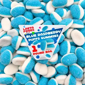 Blue Raspberry Puffs Gummies, It's a Boy Baby Shower Candy (1 Pound Bag) Snack Sweet