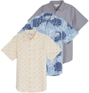Real Essentials 3 Pack: Men's Regular-Fit Short-Sleeve Poplin Shirt (Available In Big & Tall)