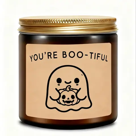 lass Jar Halloween Candle, "You're Boo-tiful" Message, Lavender Scented, Aroma, Decorative, Unique Gift for Friends, Family, Couples, with No Electricity Needed for Home Decor