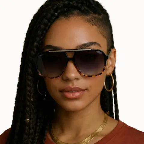 DAX EYEWEAR Classic Aviator Women's Sunglasses - Astrid Style, Cheetah Print Option, Large Oversize Frames, Gold Accents Add Luxe Modern Shine, Hair-Friendly Design, UV400 Shield, Stylish Accessories for Brunch, Beach