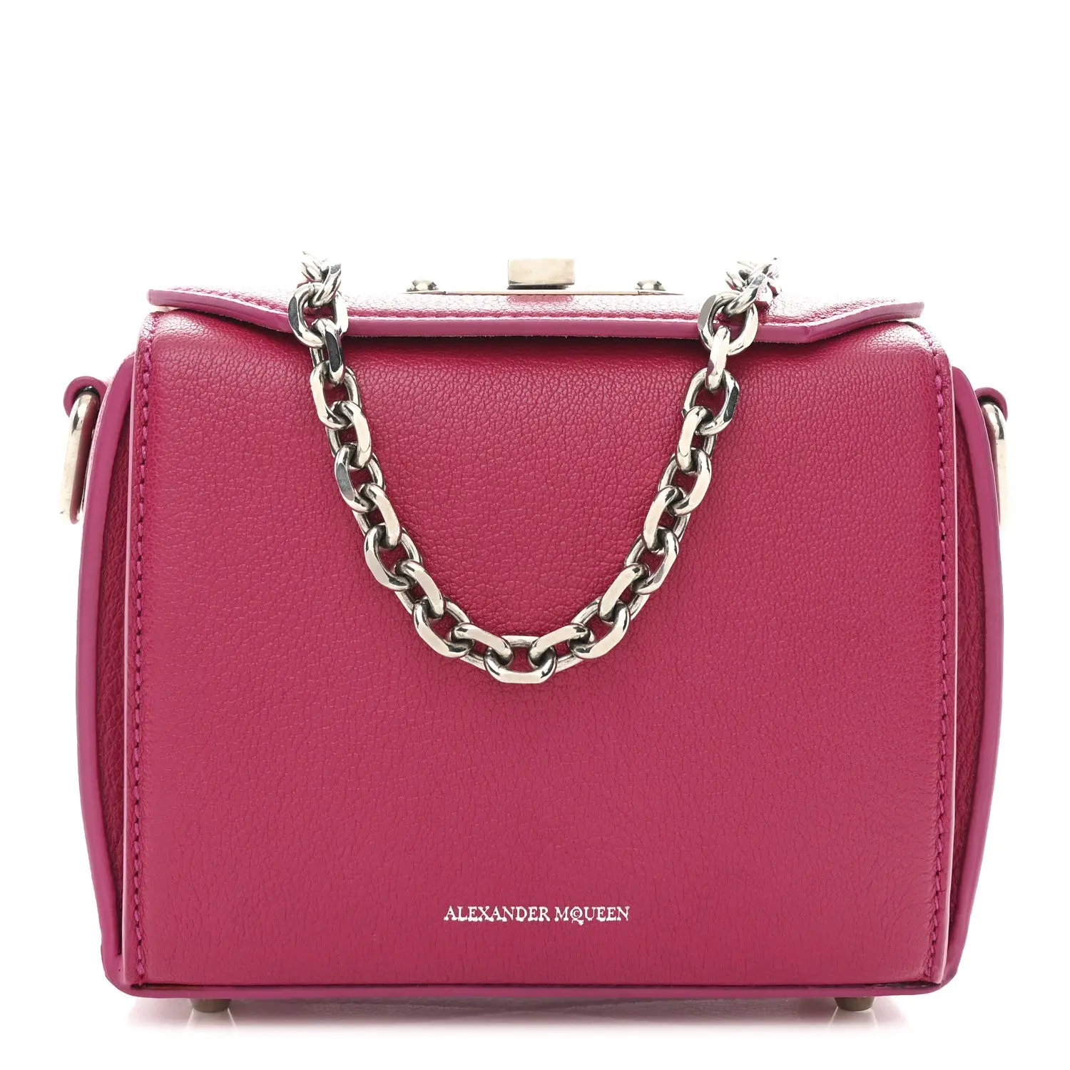 Pre-owned Alexander McQueen Calfskin Shoulder Bags Silky Amish Grain Box Shoulder Bag 19 Pink