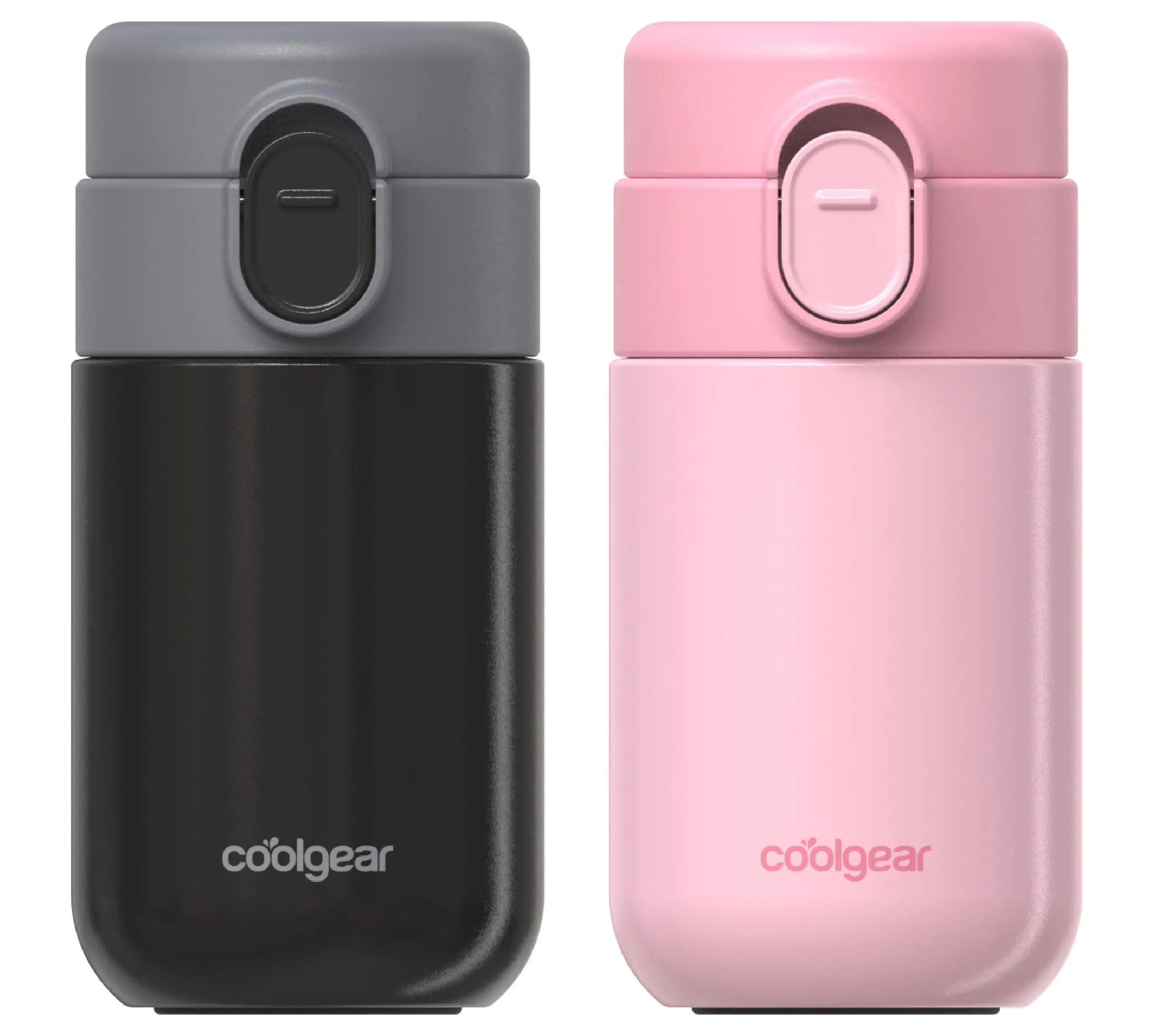 COOL GEAR 2-Pack 8 oz Purse Bottle 8oz Stainless Steel Water Bottle, Compact Mini Bottle with Flip Top Lid, BPA-Free, Leak-Resistant, Small Water Bottle for Purse, Travel, On-the-Go