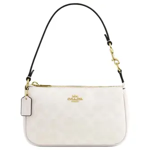 COACH Nolita 19 Small Leather Handbag for Women with Metal Logo Zip Closure, White