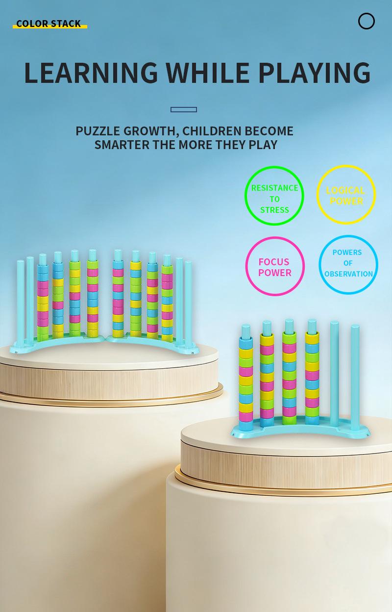 Color Stacker Challenge Puzzle  Matching Game toy  | Fun Interactive Educational Family Party Game for Kids & Adults | Premium Birthday Gift