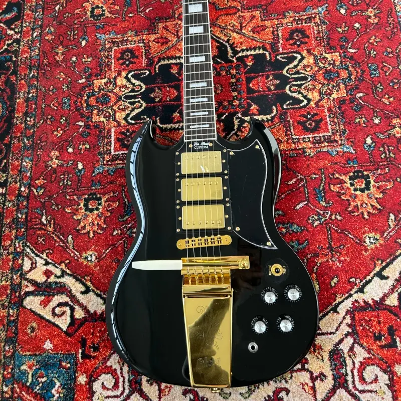 Custom SG Style Electric Guitar Gold Hardware Mahogany Body Rosewood Fretboard Black ABR-1 Bridge