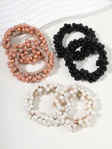 Faux Pearl Decorated Hair Tie, Casual Simple Hair Accessories for Women & Girls, Minimalist Headwear Suitable for Thick Hair