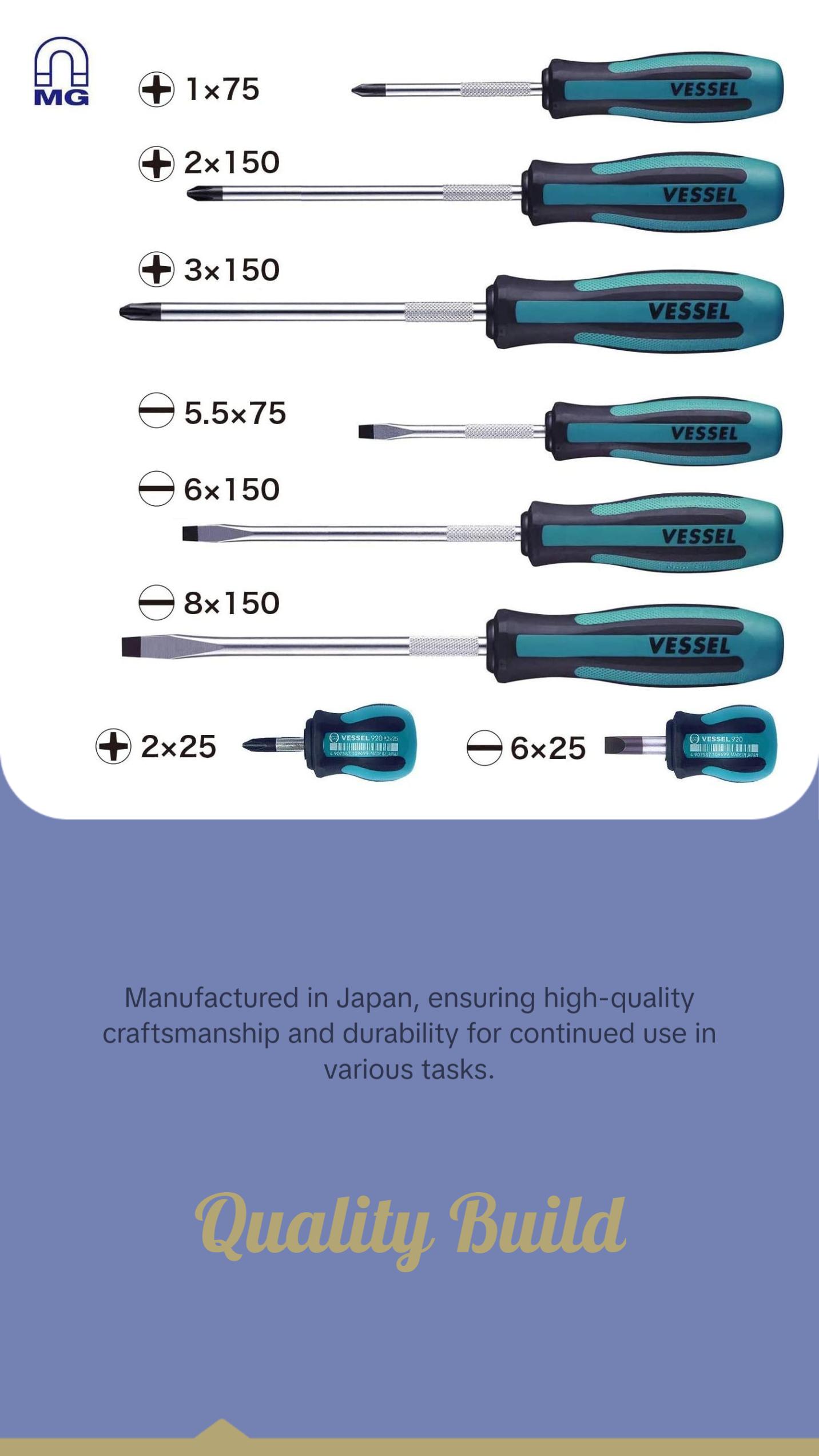 Vessel Tools 9008EVA  MEGADORA Screwdriver Set, 8 pieces