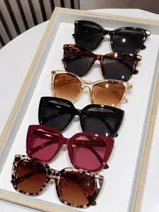 6 Pairs Fashion Multicolor Cat Eye Large Frame Sunglasses Set, Sweet Cool Style, Ideal for Commuting, Parties, Travel, Dates