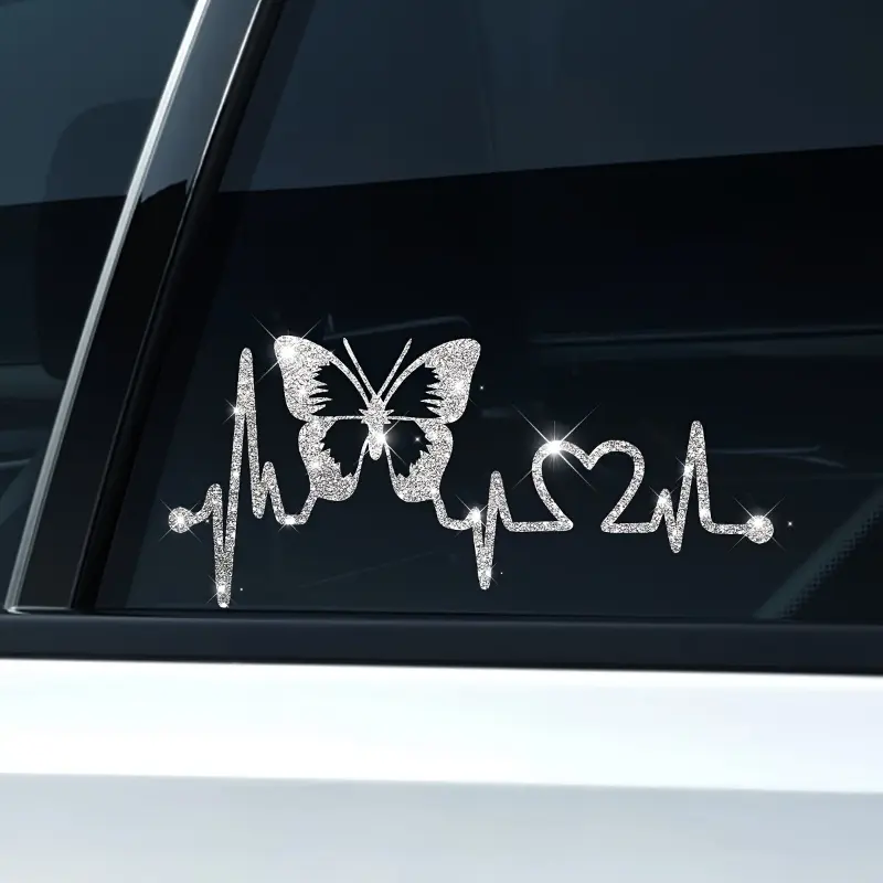 Butterfly & Heartbeat Pattern Car Sticker, Waterproof Self-Adhesive Decorative Sticker, Universal Car Exterior Decoration Accessories, Car Decals, Decal for Cars, Vehicle Exterior Decoration