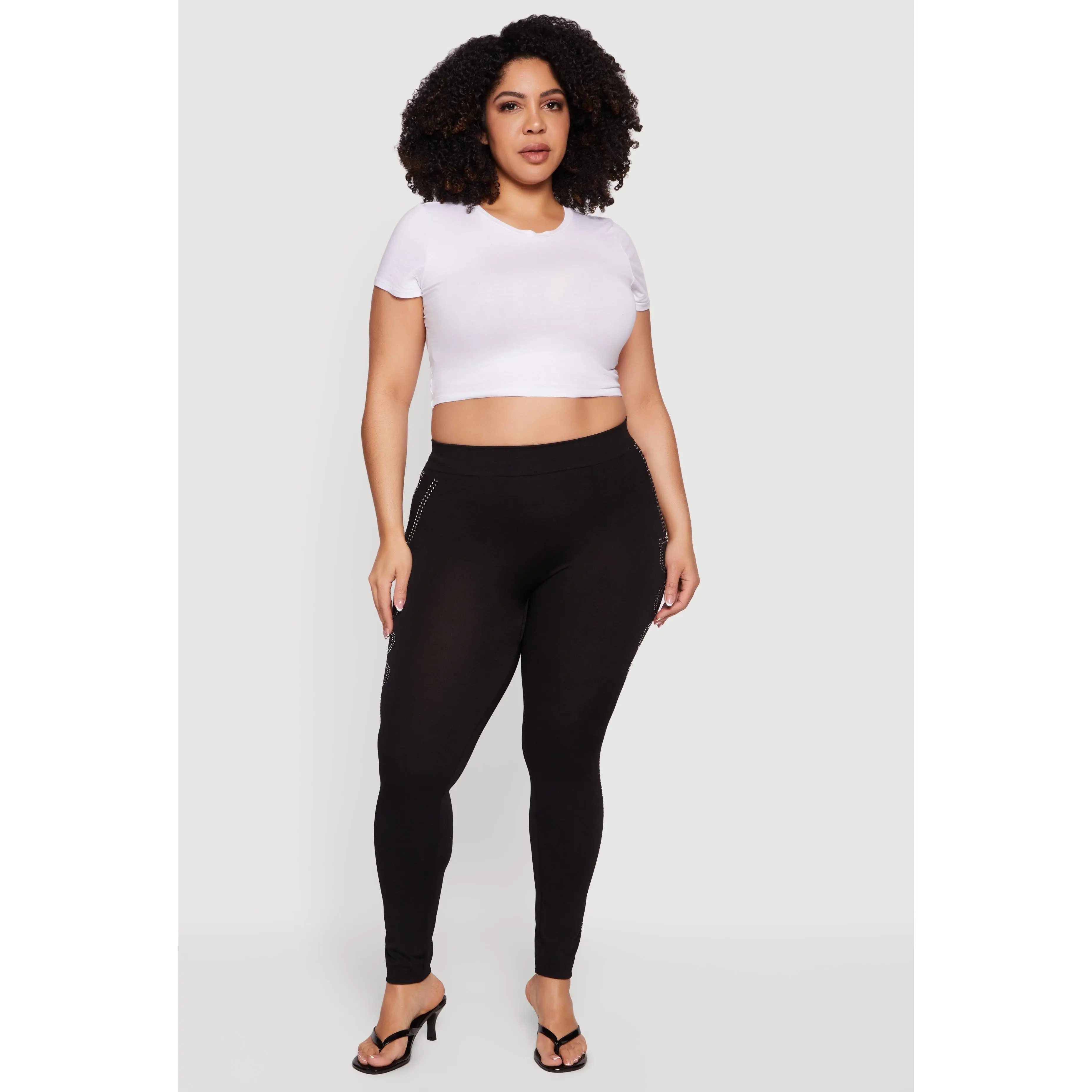Plus Size High Waisted Rhinestone Boss Graphic Leggings Plus Size High Waisted Rhinestone Boss Graphic Leggings