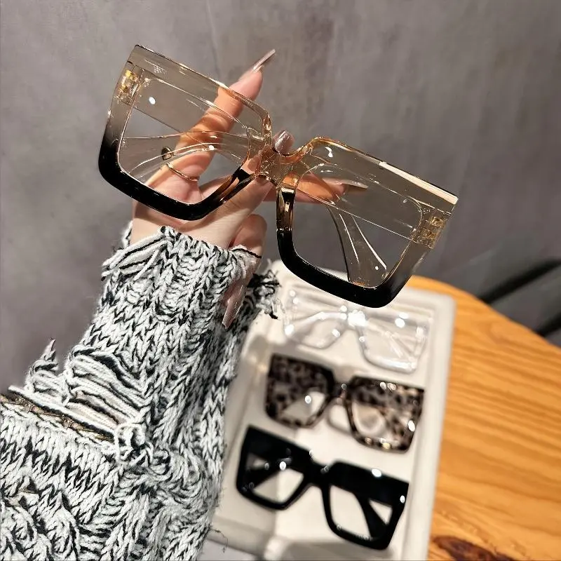 4 Pack Anti-Blue Light Reading Glasses, Stylish Oversized Square Plastic Frames for Men & Women, +1.0 to +3.5 Diopters