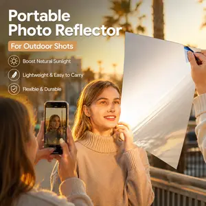 Selfie Light Booster Mirror Sheet, Flexible Photo Reflector Board with Peel-Off Film, Portable Reflective Panel for Beauty, Product Photos & Creators