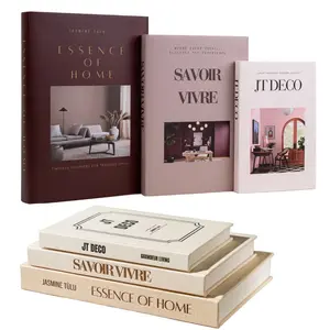 JT Walker Faux Decorative Books Set of 3, Premium Special Paper Covers with Gold Stamped Text, Blank Journaling Pages, Luxury Coffee Table & Desktop Decor